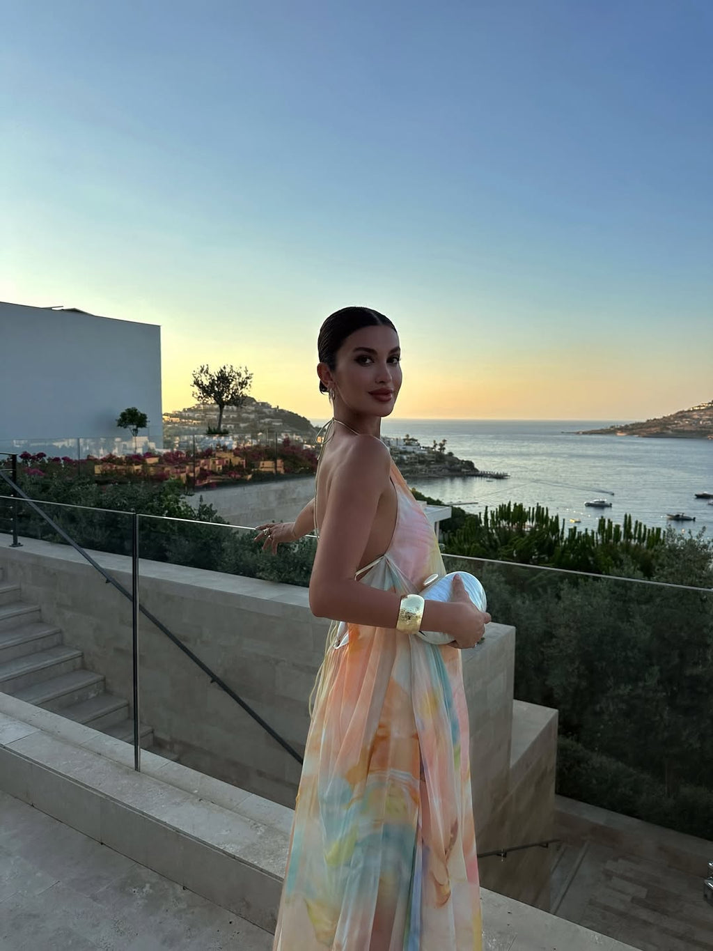 Vestido Largo de Halter Impreso para Mujeres - Invitada de Boda de Verano, Fiesta en el Jardín, Vacaciones en la Playa, Boho Formal – Corinna