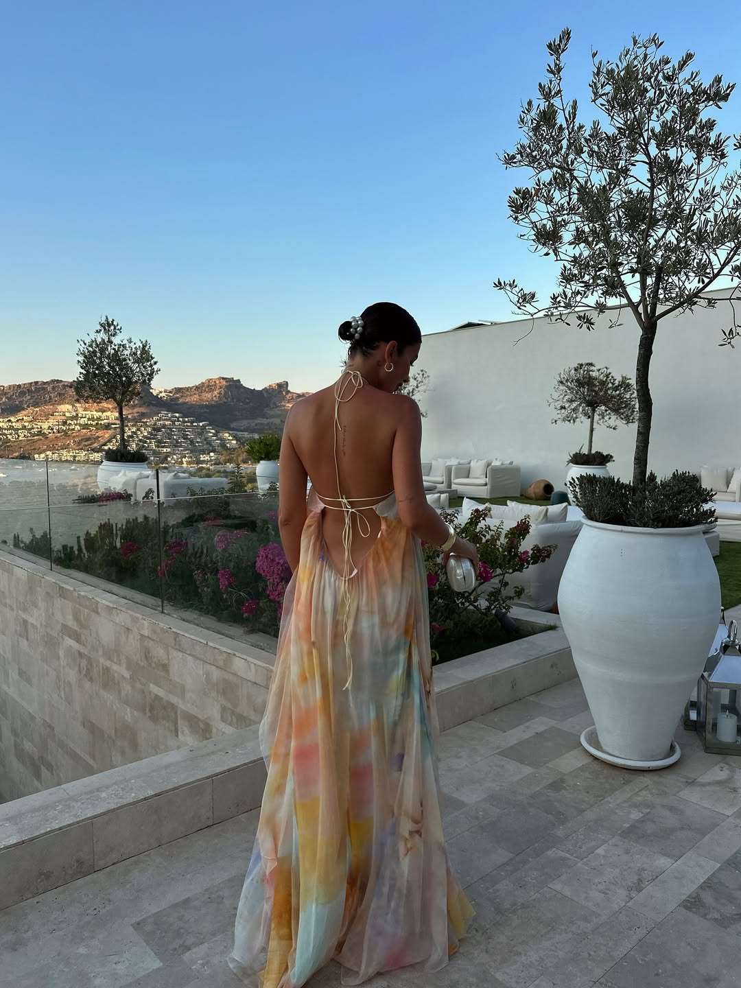 Vestido Largo de Halter Impreso para Mujeres - Invitada de Boda de Verano, Fiesta en el Jardín, Vacaciones en la Playa, Boho Formal – Corinna