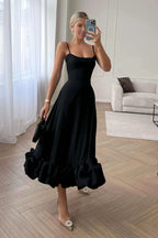 Vestido Midi Sin Mangas para Invitadas de Boda - Silueta Fluida, Definición de Cintura, Ligero y Versátil – Heather