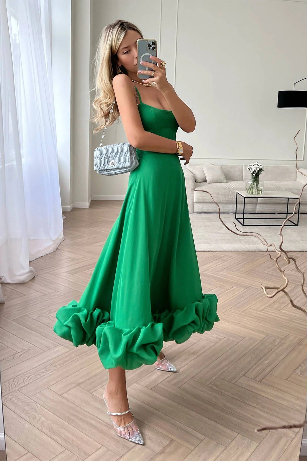 Vestido Midi Sin Mangas para Invitadas de Boda - Silueta Fluida, Definición de Cintura, Ligero y Versátil – Heather