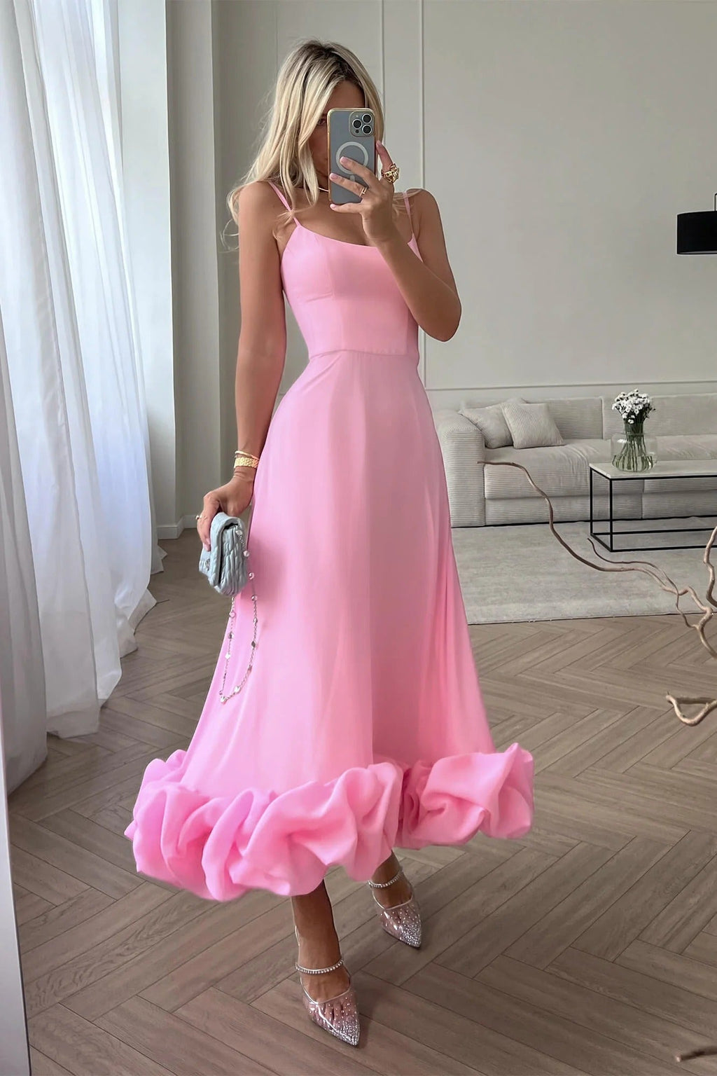Vestido Midi Sin Mangas para Invitadas de Boda - Silueta Fluida, Definición de Cintura, Ligero y Versátil – Heather