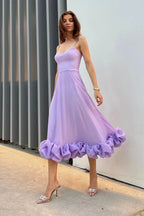 Vestido Midi Sin Mangas para Invitadas de Boda - Silueta Fluida, Definición de Cintura, Ligero y Versátil – Heather