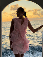 Vestido Mini Formal de Cuello en V con Volantes y Hombros Descubiertos para Mujeres – Jazlyn
