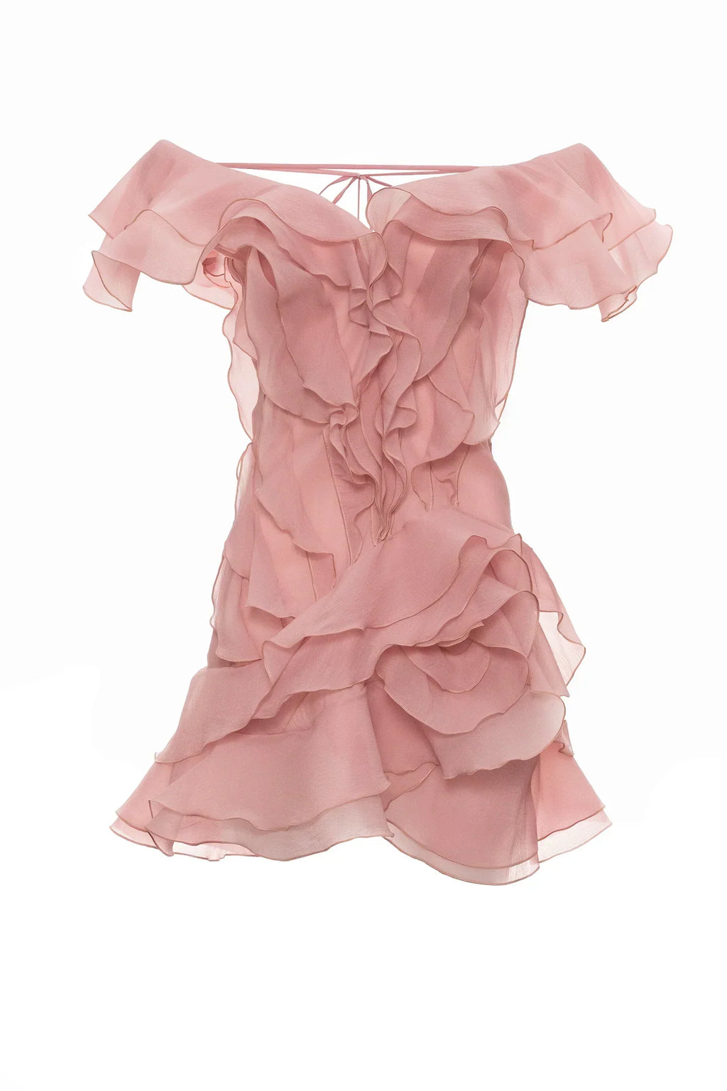Vestido Mini Formal de Cuello en V con Volantes y Hombros Descubiertos para Mujeres – Jazlyn
