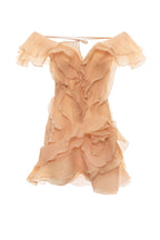 Vestido Mini Formal de Cuello en V con Volantes y Hombros Descubiertos para Mujeres – Jazlyn