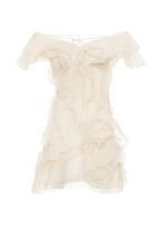 Vestido Mini Formal de Cuello en V con Volantes y Hombros Descubiertos para Mujeres – Jazlyn