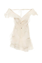 Vestido Mini Formal de Cuello en V con Volantes y Hombros Descubiertos para Mujeres – Jazlyn
