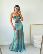 Vestido de Fiesta de Verano para Mujeres Sin Mangas con Corte de Malla Largo Fluido A-Line Relajado Elegante – Wren