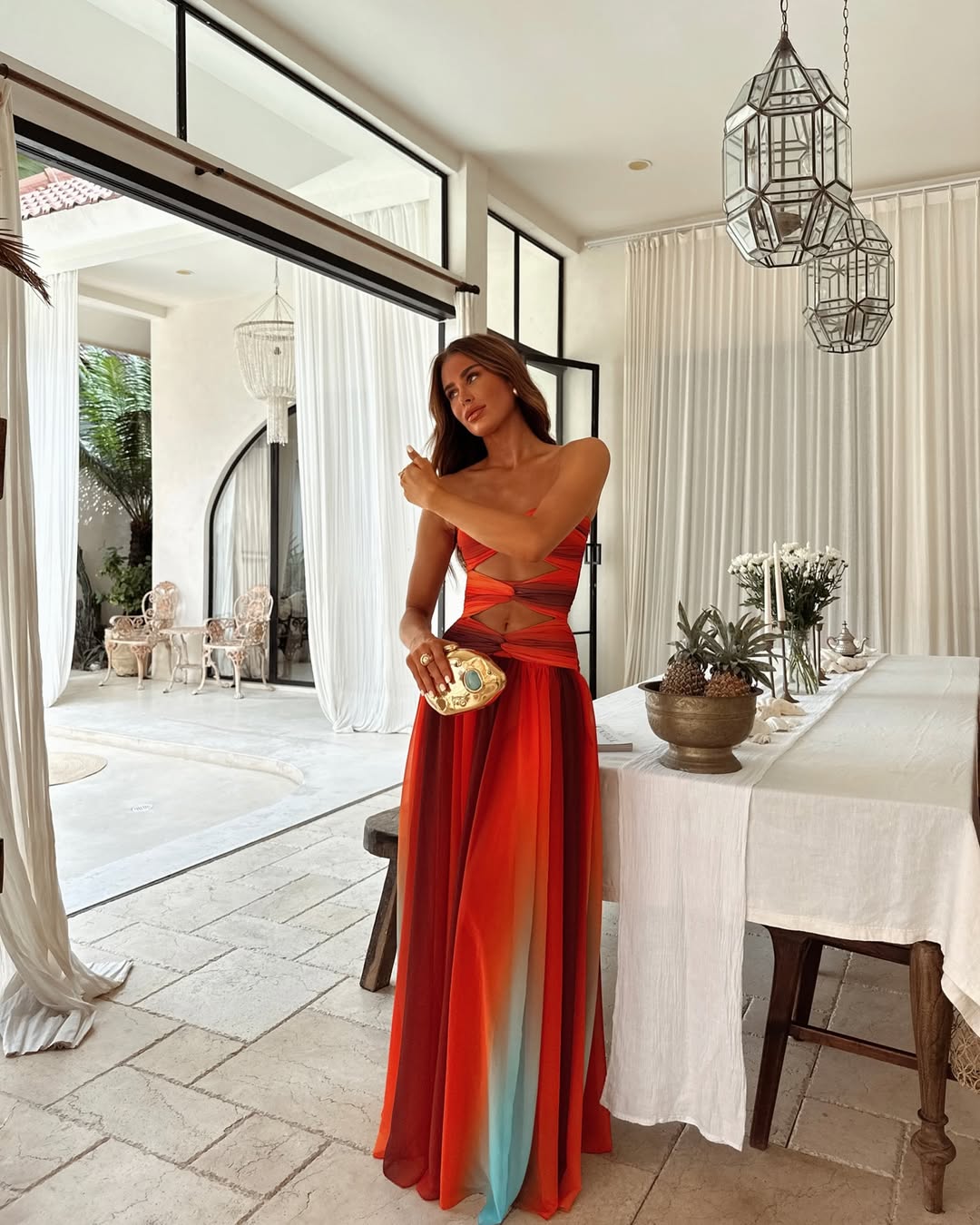 Vestido de Fiesta de Verano para Mujeres Sin Mangas con Corte de Malla Largo Fluido A-Line Relajado Elegante – Wren