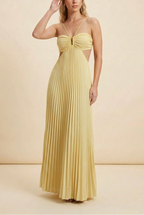 Vestido Largo Plisado de Halter para Mujeres, Formal, Prom, Invitada de Boda, Gala, Ceremonia, Noche Elegante, Espalda Descubierta – Luella