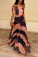 Vestido de Fiesta Formal para Invitadas de Boda - Manga Asimétrica, Cuerpo Drapado de Malla, Romántico – Brittany