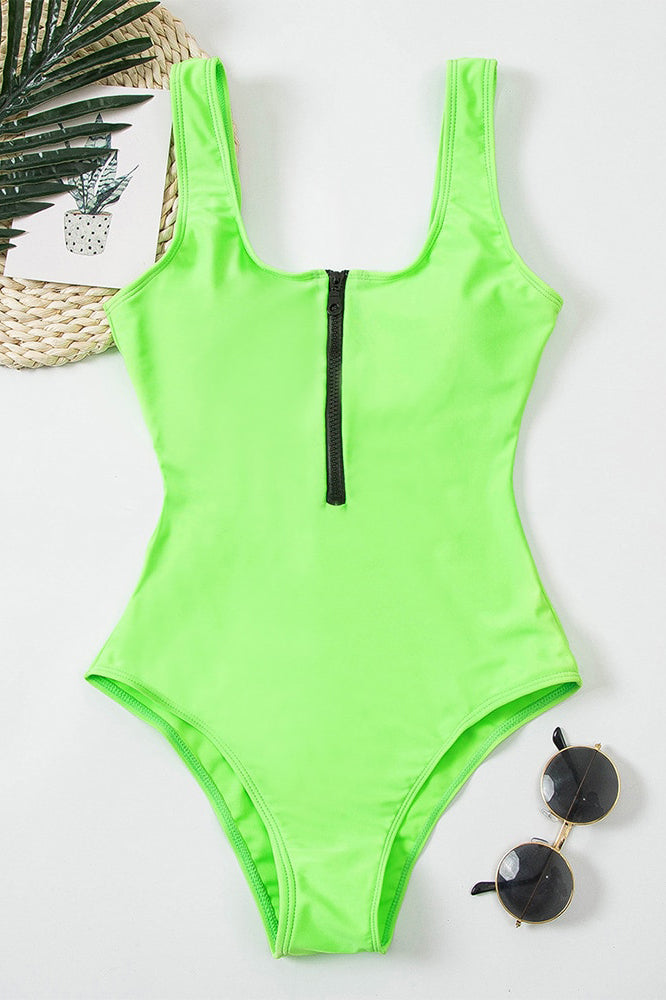 Traje de Baño de Una Pieza con Cremallera Hueca y Escote en V para Mujer, Estilo Retro Delta Wing, Corte Alto, Esculpido, Playa, Verano