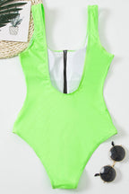 Traje de Baño de Una Pieza con Cremallera Hueca y Escote en V para Mujer, Estilo Retro Delta Wing, Corte Alto, Esculpido, Playa, Verano
