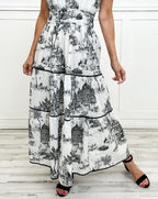Vestido Midi de Mujer con Cintura Fruncida, Falda de Volantes Floral, Casual de Primavera y Verano Elegante – Camille