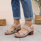 Sandalias de Verano Casual para Mujeres con Plataforma Ortopédica, Tacon Cómodo, Correa Ajustable y Punta Abierta – Victoria