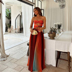 Vestido Largo Formal Elegante Sin Tirantes con Nudo Frontal para Mujeres – Lucy