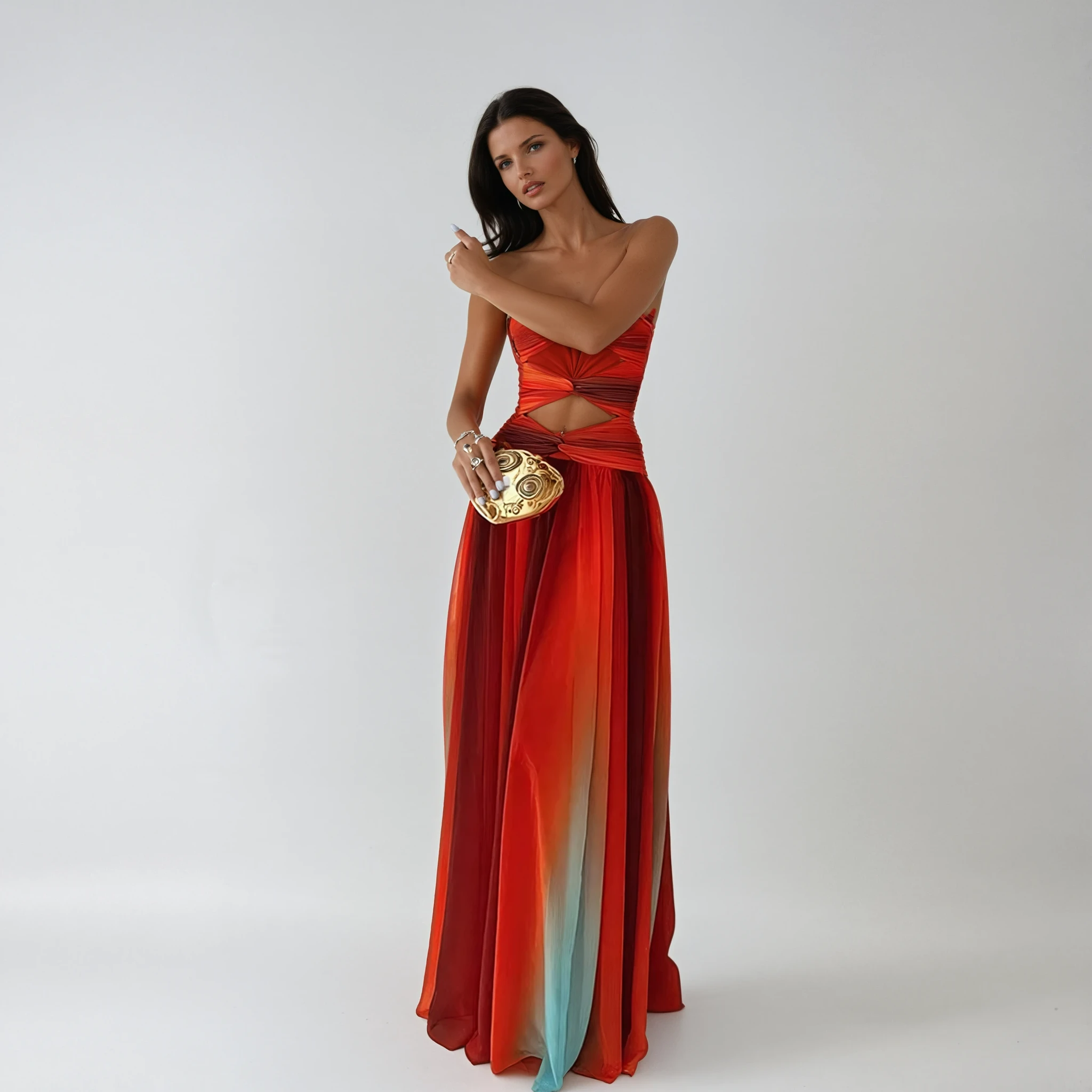 Vestido Largo Formal Elegante Sin Tirantes con Nudo Frontal para Mujeres – Lucy
