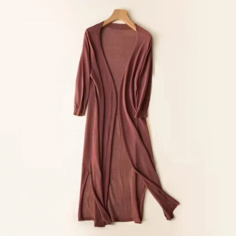 Cárdigan Largo Casual de Mujer, Ajuste Relajado, Abierto en Frontal, Ligero, Elegante – Danielle
