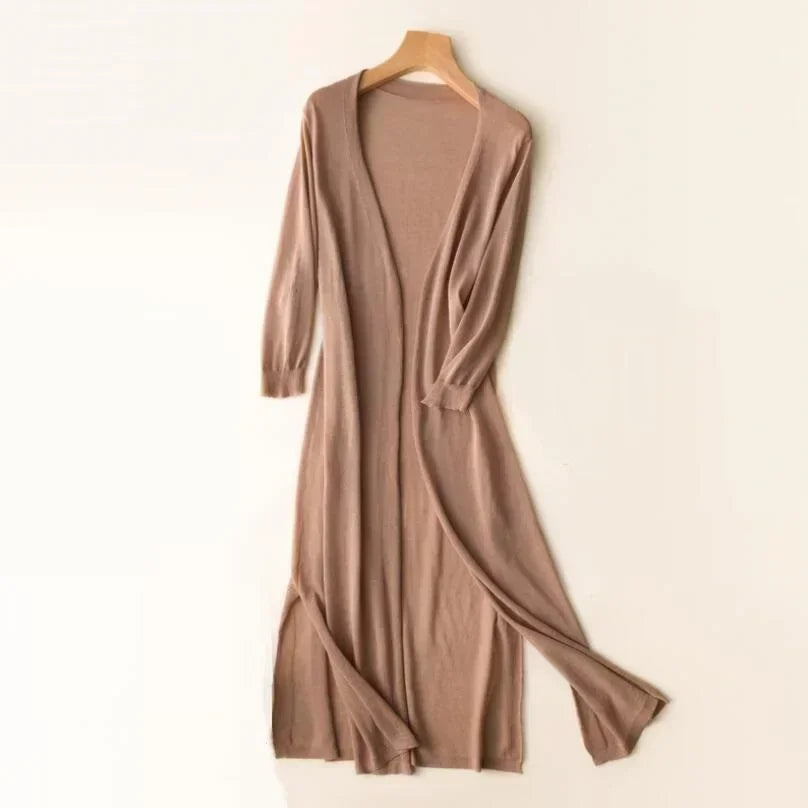 Cárdigan Largo Casual de Mujer, Ajuste Relajado, Abierto en Frontal, Ligero, Elegante – Danielle
