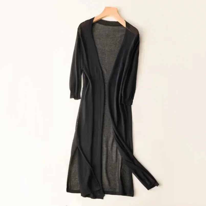 Cárdigan Largo Casual de Mujer, Ajuste Relajado, Abierto en Frontal, Ligero, Elegante – Danielle