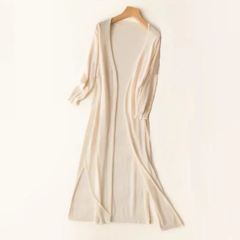 Cárdigan Largo Casual de Mujer, Ajuste Relajado, Abierto en Frontal, Ligero, Elegante – Danielle