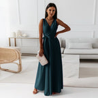 Vestido Largo de Invitada de Boda para Mujeres Cuerpo Envolvente Silueta Fluida Vestido Formal de Ceremonia