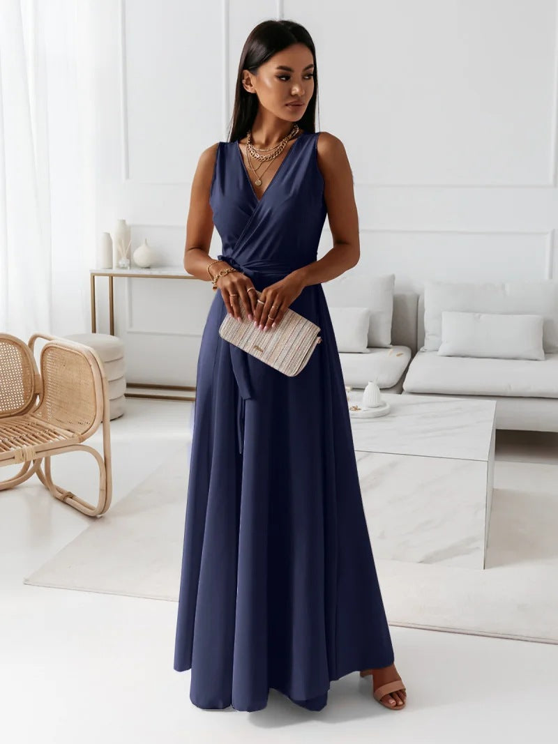 Vestido Largo de Invitada de Boda para Mujeres Cuerpo Envolvente Silueta Fluida Vestido Formal de Ceremonia