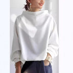 Top de Cuello Alto Sofisticado para Mujer Silueta Relajada de Manga Larga Casual Elegante – Renli