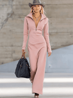 Vestido Largo Deportivo de Cuello en V con Cremallera para Mujer, Manga Larga, Ajustado, Casual, Formal, Fiesta, Vaquera, Elegante