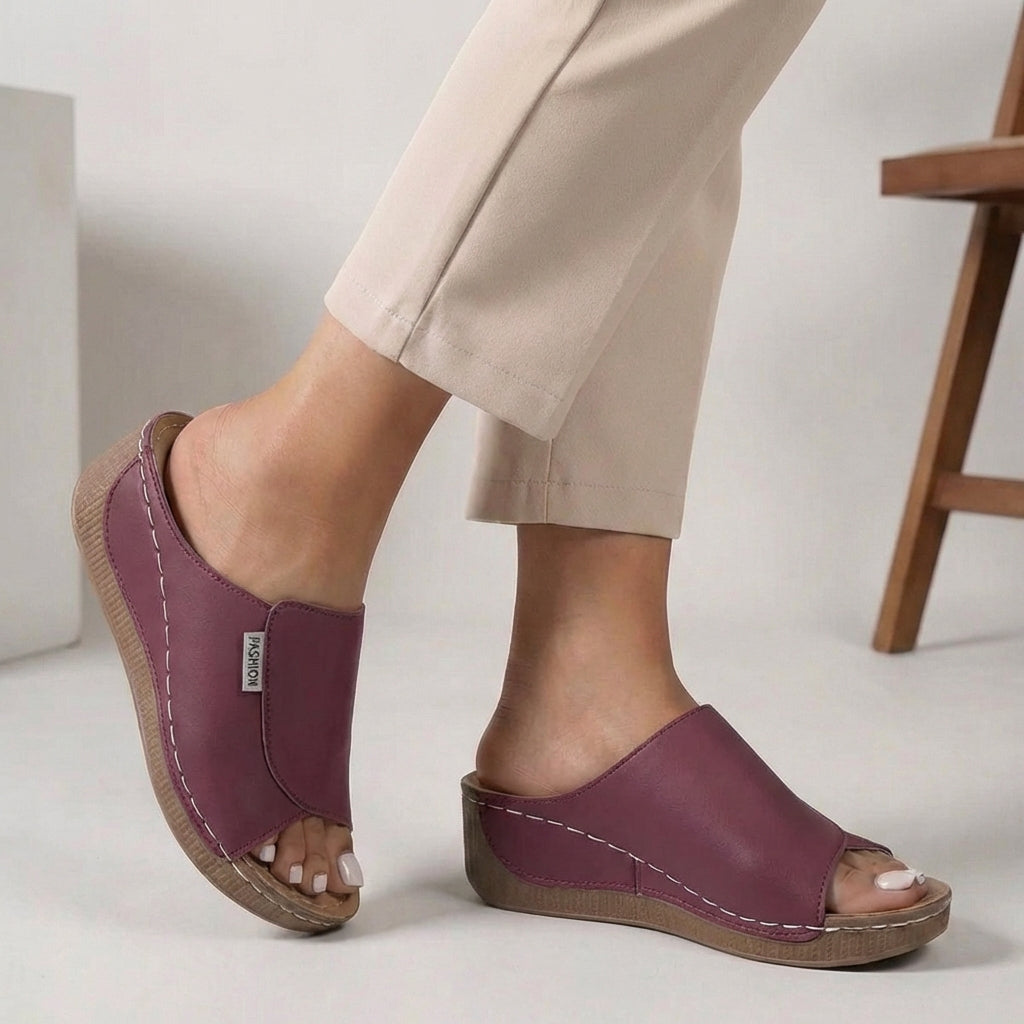 Zapatillas de Casa de Cuña Ortopédica para Mujer, Abiertas y Cómodas, Verano Casual – Madison
