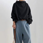 Top de Cuello Alto Sofisticado para Mujer Silueta Relajada de Manga Larga Casual Elegante – Renli