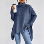 Suéter de Cachemira de Cuello Alto Oversized para Mujer, Suelto, Cálido, Suave, Tejido Casual para el Invierno – Ella