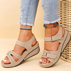 Sandalias de cuña ortopédicas para mujer con correas ajustables, abiertas en la punta, soporte de arco, zapatos casuales de verano – Alfreda