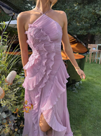 Vestido Largo Elegante de Tirantes para Mujer con Pliegues, Fluido, Formal, Casual, Invitada de Boda, Fiesta en Jardín – Estelle