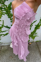 Vestido Largo Elegante de Tirantes para Mujer con Pliegues, Fluido, Formal, Casual, Invitada de Boda, Fiesta en Jardín – Estelle