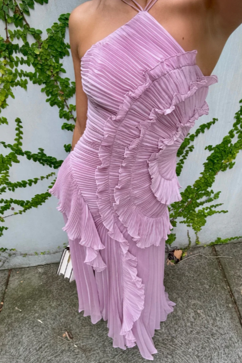 Vestido Largo Elegante de Tirantes para Mujer con Pliegues, Fluido, Formal, Casual, Invitada de Boda, Fiesta en Jardín – Estelle