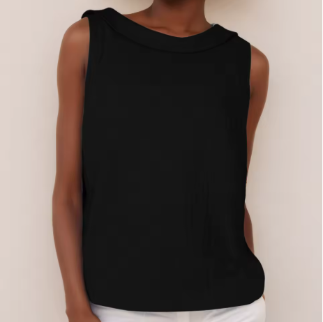 Top sin mangas con cuello enrollado para mujer, silueta suave y favorecedora, casual, elegante y chic para el día a día – María
