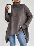 Suéter de Cachemira de Cuello Alto Oversized para Mujer, Suelto, Cálido, Suave, Tejido Casual para el Invierno – Ella