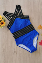 Monokini de Una Pieza con Tirantes Cruzados para Mujeres, Traje de Baño Halter Transparente, Esculpe la Playa, Verano