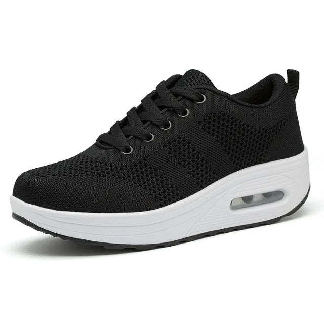 Zapatillas de Aire Ortopédicas para Mujeres con Burbuja de Aire, Malla, Con Cordones, Plataforma Acolchada, Calzado Casual para el Día a Día