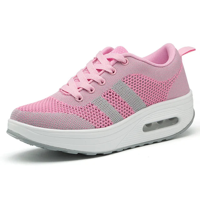 Zapatillas de Aire Ortopédicas para Mujeres con Burbuja de Aire, Malla, Con Cordones, Plataforma Acolchada, Calzado Casual para el Día a Día