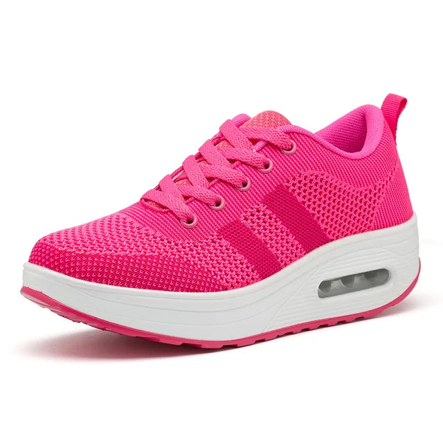 Zapatillas de Aire Ortopédicas para Mujeres con Burbuja de Aire, Malla, Con Cordones, Plataforma Acolchada, Calzado Casual para el Día a Día