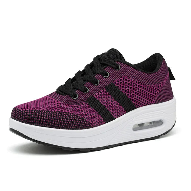 Zapatillas de Aire Ortopédicas para Mujeres con Burbuja de Aire, Malla, Con Cordones, Plataforma Acolchada, Calzado Casual para el Día a Día