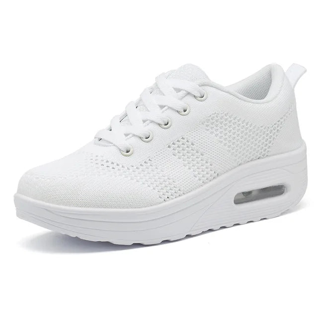 Zapatillas de Aire Ortopédicas para Mujeres con Burbuja de Aire, Malla, Con Cordones, Plataforma Acolchada, Calzado Casual para el Día a Día