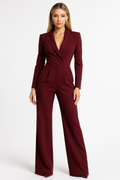 Mono Elegante para Mujer con Manga Larga y Pierna Ancha – Burdeos