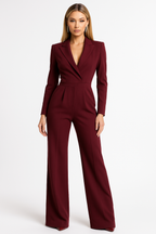 Mono Elegante para Mujer con Manga Larga y Pierna Ancha – Burdeos