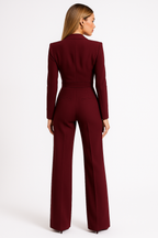 Mono Elegante para Mujer con Manga Larga y Pierna Ancha – Burdeos