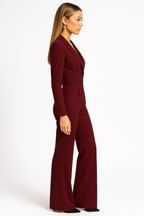 Mono Elegante para Mujer con Manga Larga y Pierna Ancha – Burdeos