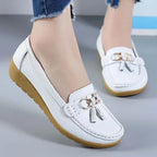 Mocasines de Cuero para Mujeres, Slip-On, Planos, con Soporte para el Arco, Zapatos Casual para el Día a Día