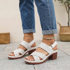 Sandalias de Verano Casual para Mujeres con Plataforma Ortopédica, Tacon Cómodo, Correa Ajustable y Punta Abierta – Victoria